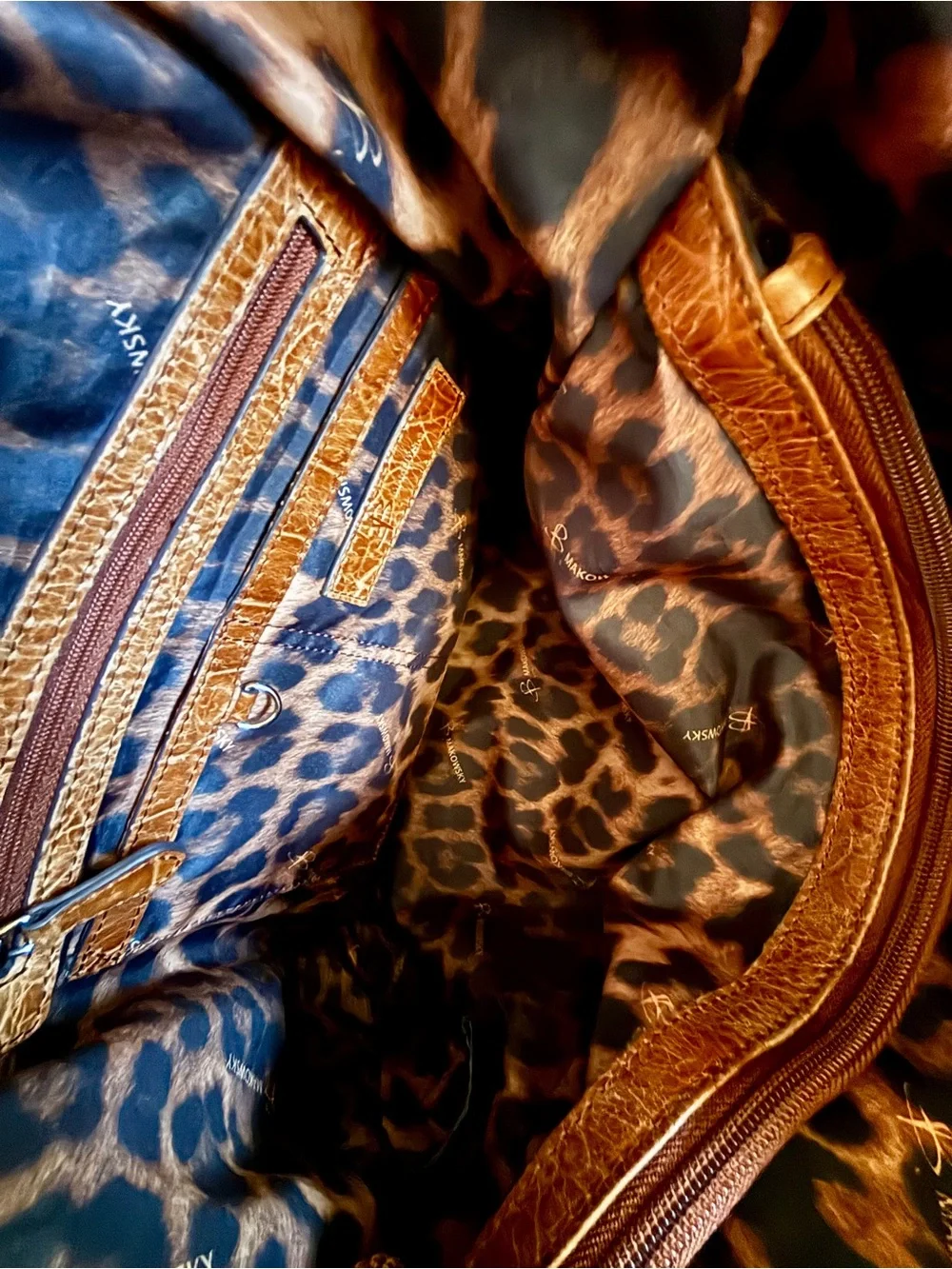 Makowsky Alligator Embossed Leather Tote Bag Cognac